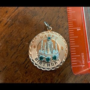 Sterling Silver Birthday Charm with green stones